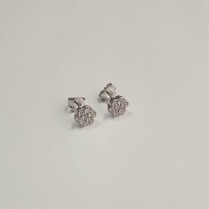 Effy Sterling Silver Natural Diamond Bouquet Stud Earrings